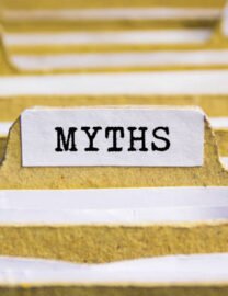 Myths word on card index paper